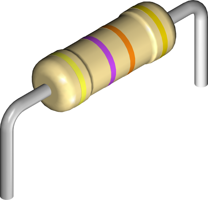 Resistor de 47kΩ ± 5% em vista isométrica.